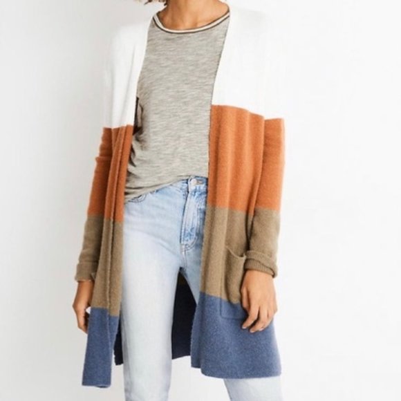 Madewell Kent Colorblock Long Cardigan 